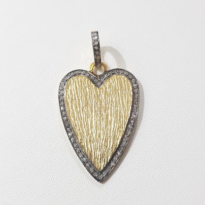 A Dainty Pendant, Beautiful Designed Heart Pendant With Pave Diamond, Silver Jewelry