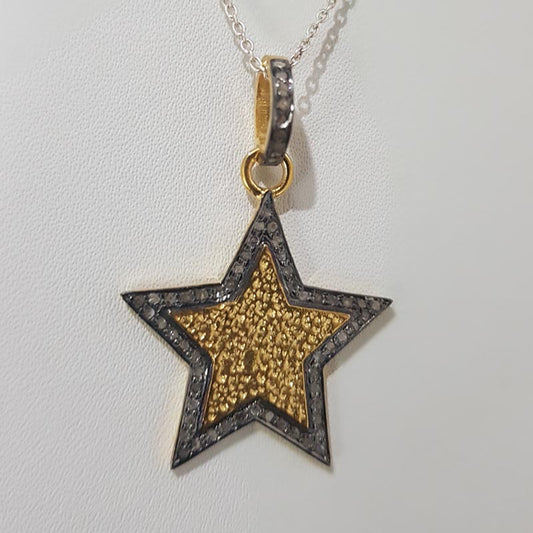 Elegant Fancy Style Handmade Star Pendent With Pave Layer, Birthday Gift