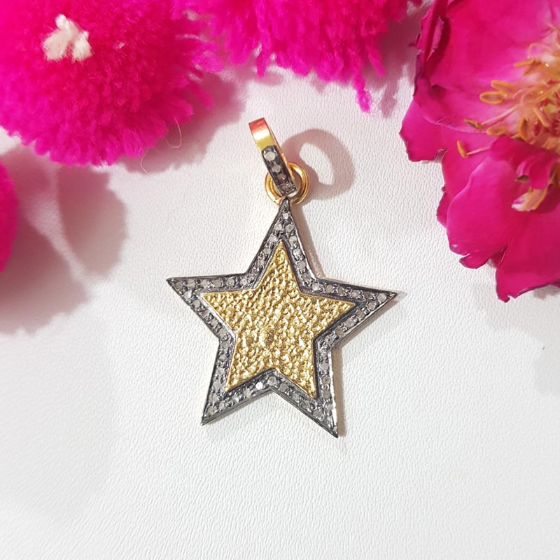 Elegant Fancy Style Handmade Star Pendent With Pave Layer, Birthday Gift