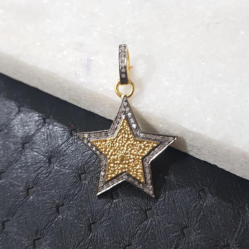 Elegant Fancy Style Handmade Star Pendent With Pave Layer, Birthday Gift