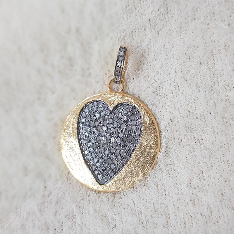 Beautiful Designed Heart Pendant With Pave Diamond, Stylish Heart Necklace, Silver Jewelry