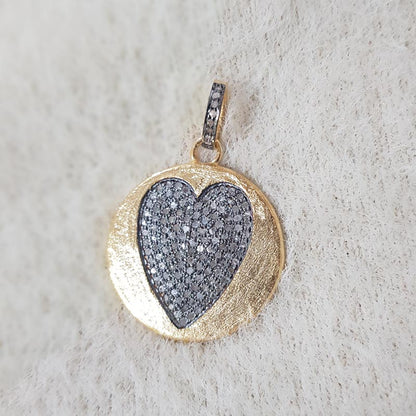 Beautiful Designed Heart Pendant With Pave Diamond, Stylish Heart Necklace, Silver Jewelry