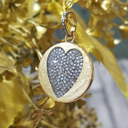 Beautiful Designed Heart Pendant With Pave Diamond, Stylish Heart Necklace, Silver Jewelry