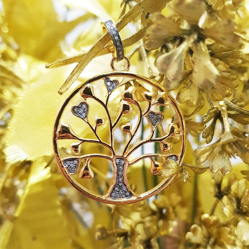 Tree of Life Pendant, Attractive 925 Sterling Silver Stylish Round Tree Pendant With Pave Diamond, Silver Jewelry