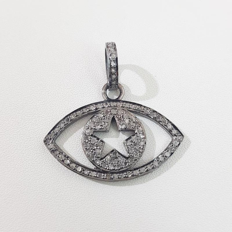 Elegant Fancy Style Evil Eye Designer Pendant With Pave Diamond, Evil Eye Pendant, Silver Jewelry