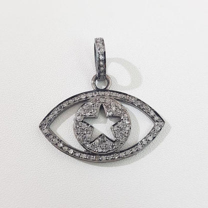 Elegant Fancy Style Evil Eye Designer Pendant With Pave Diamond, Evil Eye Pendant, Silver Jewelry