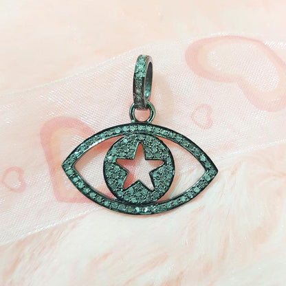 Elegant Fancy Style Evil Eye Designer Pendant With Pave Diamond, Evil Eye Pendant, Silver Jewelry