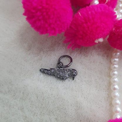 Attractive Pave Diamond Handmade Fancy Designer Bird Charms, Charm Bird, Silver Jewelry +