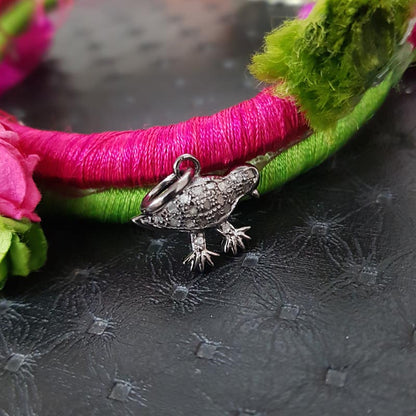 Bird-Shaped Charm, 925  Sterling Silver Pave Diamond With beautiful Bird Charms, Small Bird Charm