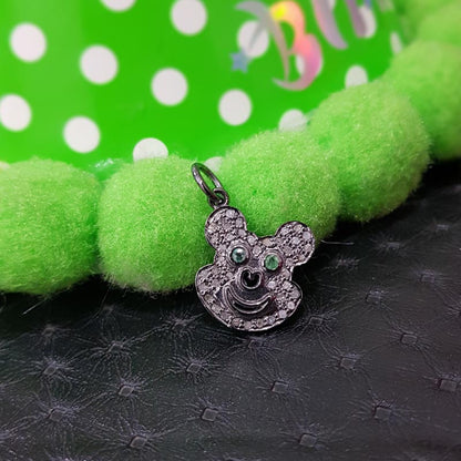 Classic Mouse Mickey Charm, Attractive Pave Diamond Handmade Fancy Designer Charms, Silver Jewelry, Gift For Girl, Birthday Gift