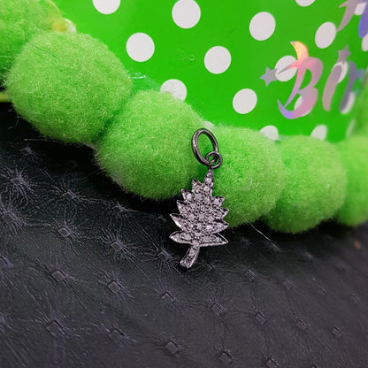 Tree Charm Necklace, Good Looking Handmade Designer Pave Diamond Fancy Tree Charms, Silver Jewelry