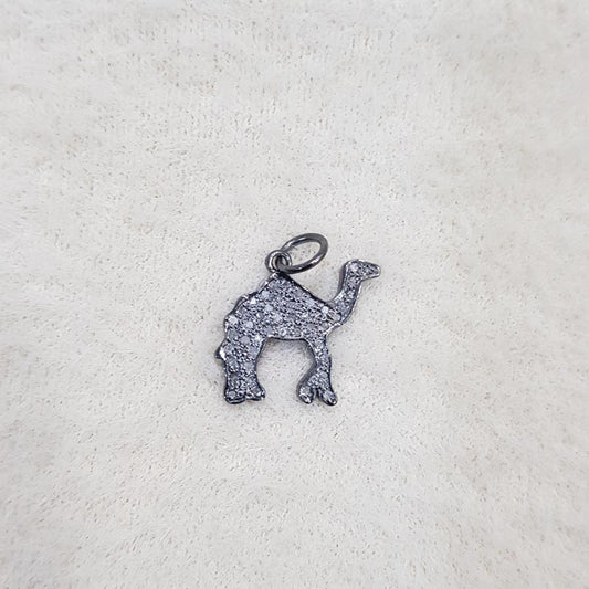 Beautiful Designed Handmade Fancy Camel Shape Charm With Pave Diamond, Silver Jewelry