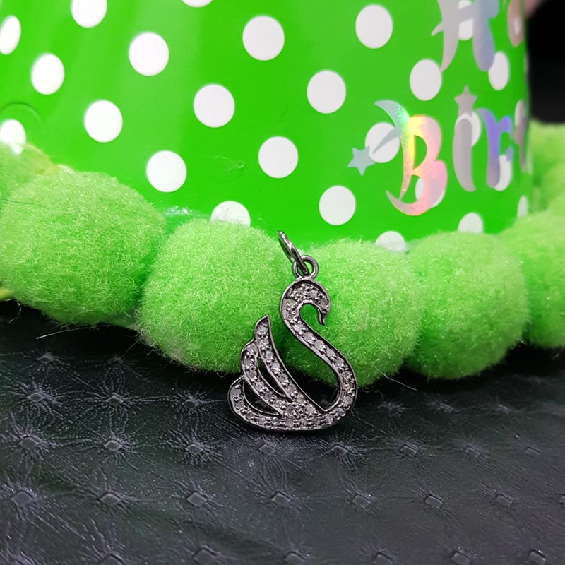 Attractive Pave Diamond Handmade Beautiful Fancy Designer Charms, Silver Jewelry