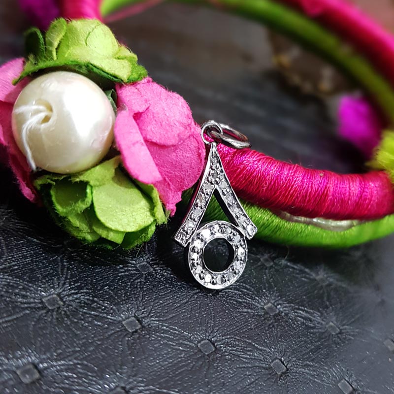 Good Looking Handmade Designer Beautiful Fancy Charm With pave Diamond, Silver Jewelry