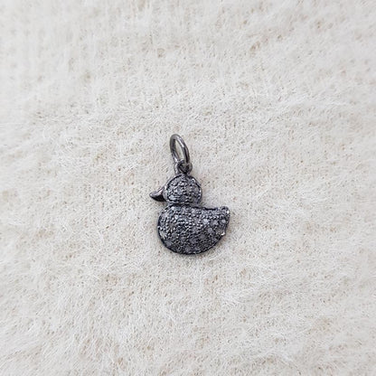 Duck Charm, New Attractive Designer Handmade 925 Sterling Silver Beautiful Duck Charm With Pave Diamond, Silver Jewelry