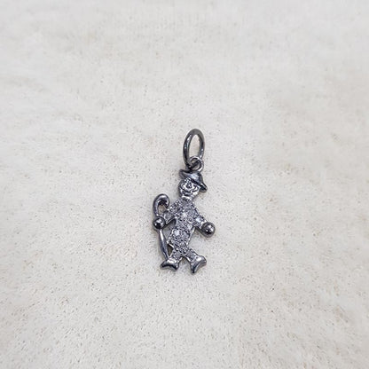 Fool's Gold Joker Charm, Beautiful Designed 925 Sterling Silver Handmade Fancy Charm With Pave Diamond, Silver Jewelry