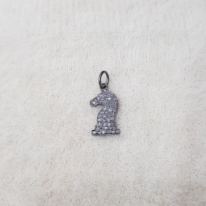 Glamorous Designer Handmade Beautiful Horse Charm With Pave Diamond, Gift For Girl, Silver Jewelry