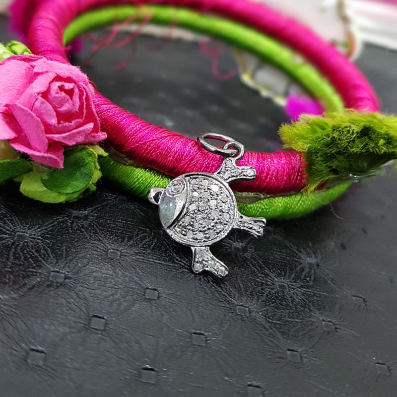 Fish Charm Jewelry, Good Looking Handmade Designer Beautiful Fancy Charm With pave Diamond, Silver Jewelry