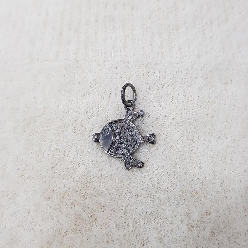 Fish Charm Jewelry, Good Looking Handmade Designer Beautiful Fancy Charm With pave Diamond, Silver Jewelry