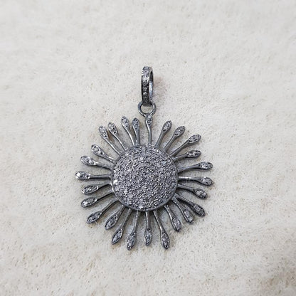 Round Designer Fancy Style Pendent With Pave Diamond, Silver jewelry, Gift For Lovers