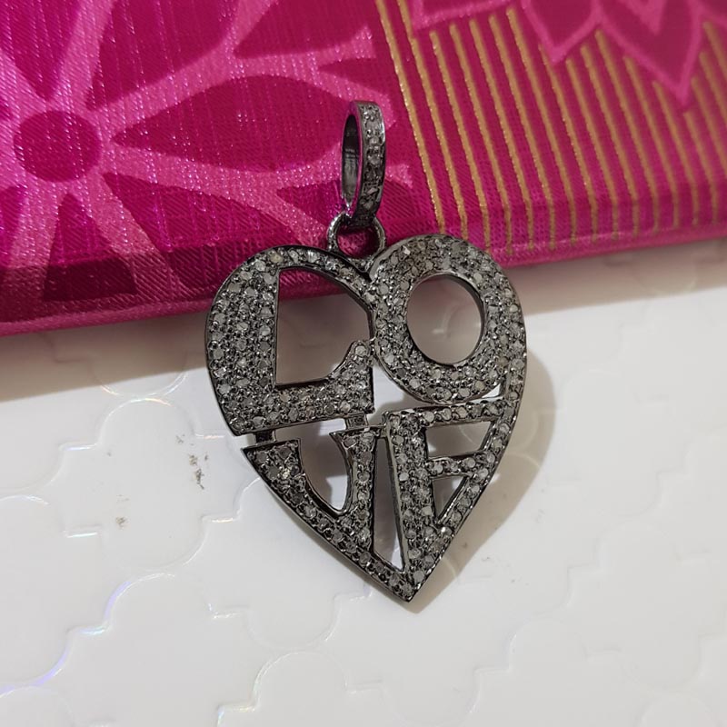 Bound by Love Heart Pendant, Attractive Designer Handmade Beautiful Heart Pendent With Pave Diamond, Heart Love Pendant