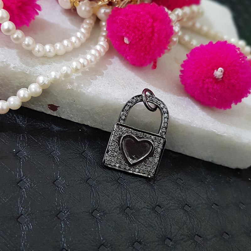 Eternal Love Lock Pendant, Beautiful Designed 925 Sterling Silver Handmade Lock Shape Pendant With Heart, Gift For Love