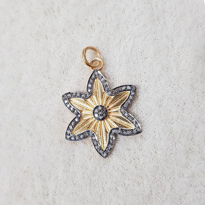 Charmed Flower Blossom, New Style 925 Sterling Silver Pave Diamond Handmade Designer Fancy Flower Pendent, Silver Jewelry