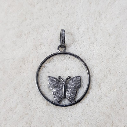 New Stylish Designer Handmade Beautiful Butterfly Pendant With Pave Diamond, Silver Jewelry