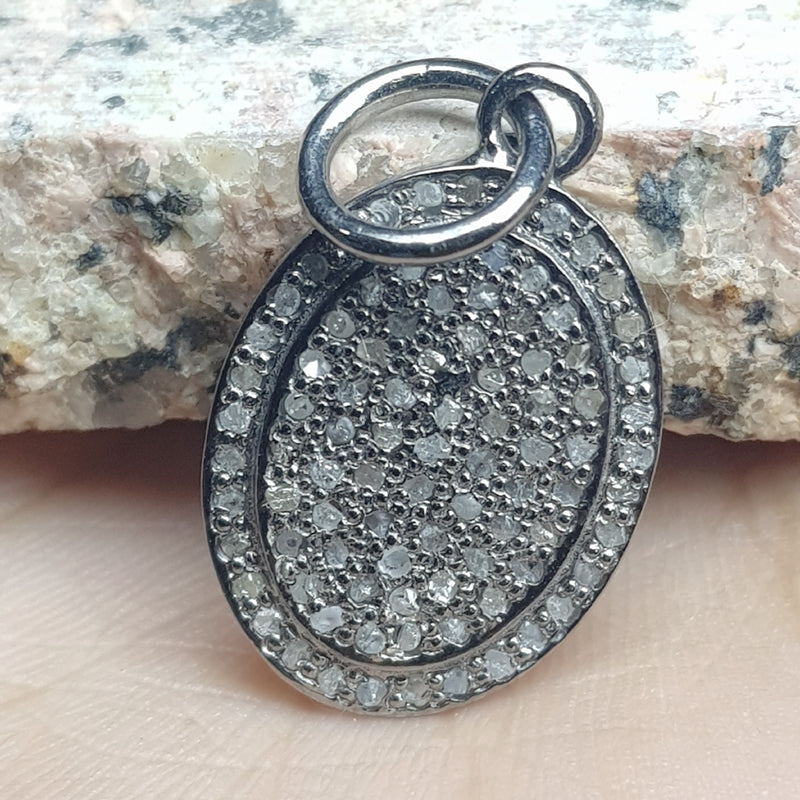 Infinity Embrace Pendant, Unique Fancy Designer Oval Shape Pendant With Pave Diamond, Silver Jewelry