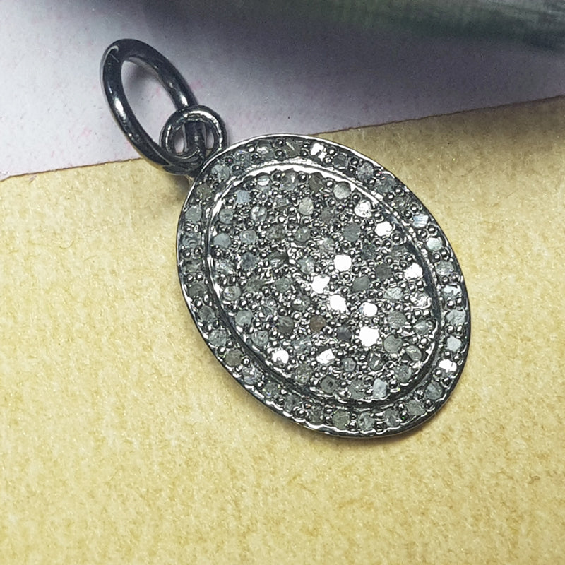 Infinity Embrace Pendant, Unique Fancy Designer Oval Shape Pendant With Pave Diamond, Silver Jewelry