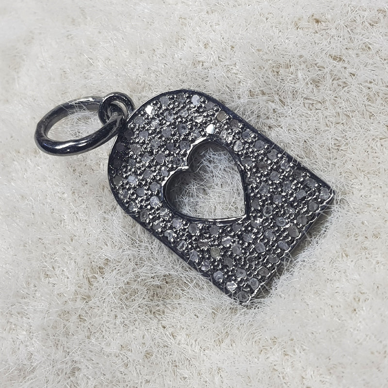 Personalized Heart Tag, Pave Diamond Designer 925 Sterling Silver Handmade Heart Tag Pendent, Gift For Lover, Anniversary Gift