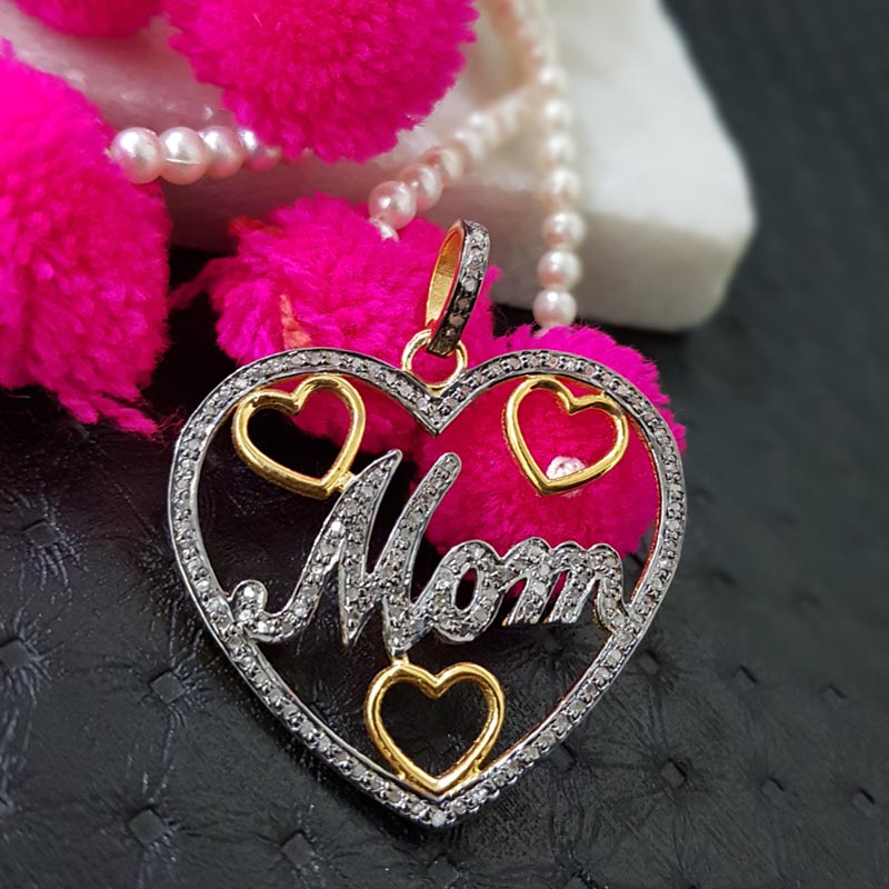 Infinite Love for Mom, New Attractive Designer Handmade  Beautiful Heart Pendent With pave Diamond, Gift For Mom, Mothers Day Gift