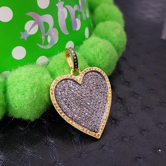 Wholehearted Pendant, Unique Design Handmade 925 Sterling Silver Beautiful Heart Pendent With Pave Diamond, Silver Jewelry