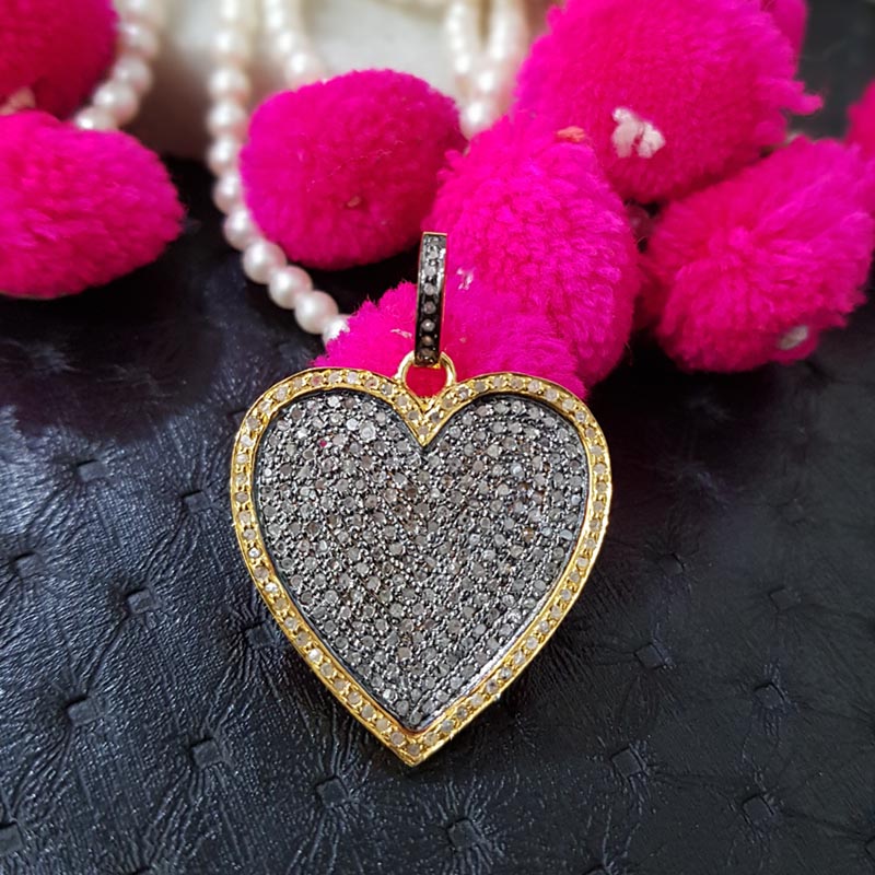 Wholehearted Pendant, Unique Design Handmade 925 Sterling Silver Beautiful Heart Pendent With Pave Diamond, Silver Jewelry