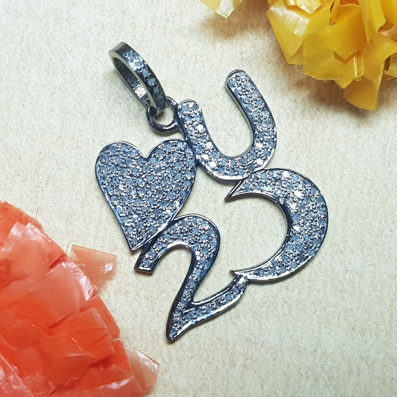 Love You Always Pendant, Pave Diamond Handmade Designer Love Style Pendant, Gift For Loved One