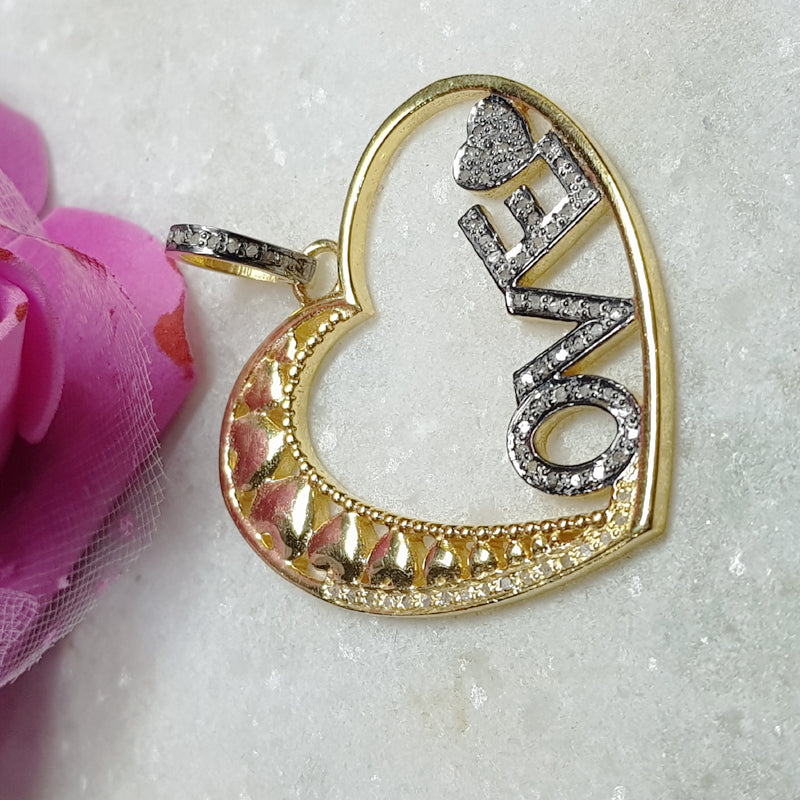 Love's Embrace Pendant, Attractive Designer Handmade 925 Sterling Silver Beautiful Love Pendant With Pave Diamond