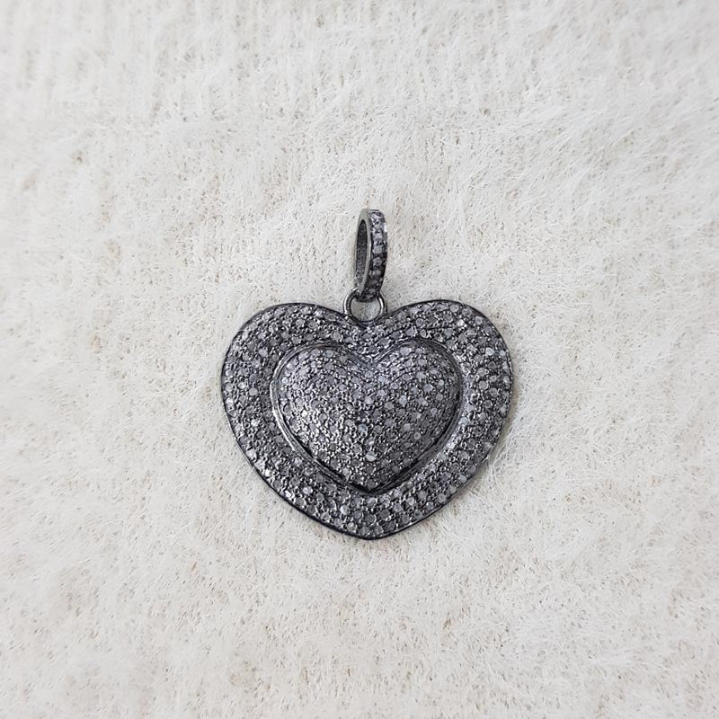 Unbroken Heart Pendant, New Handmade Designer 925 Sterling Silver Heart Pendent With Pave Diamond