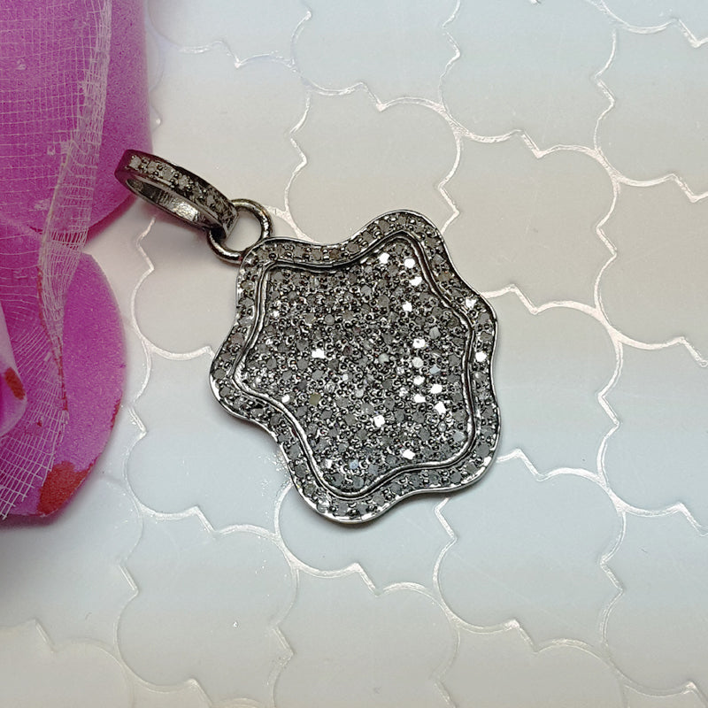 Classic Fancy Pendant, 925  Sterling Silver Pave Diamond With beautiful Fancy Pendant, Silver Jewelry