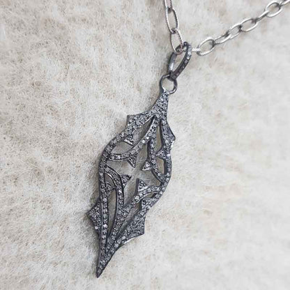 Arrowhead Black Fancy Designer Pave Diamond Pendant, 925 Sterling Silver Jewelry