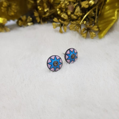 Glorious Bringing the shine to every outfit Designer Beautiful Little Minimalist Enamel Stud/Earrings, Silver Jewelry, Gift For Girl, Birthday Gift