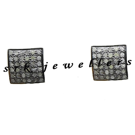 Fancy Designer Pave Diamond 925 Sterling Silver Handmade Earrings, Silver Jewelry