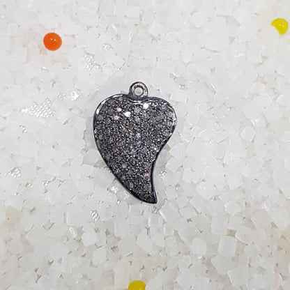 925 Sterling Silver Leaf Charm, Small Leaf Charm With Pave Diamond, Birthday Gift