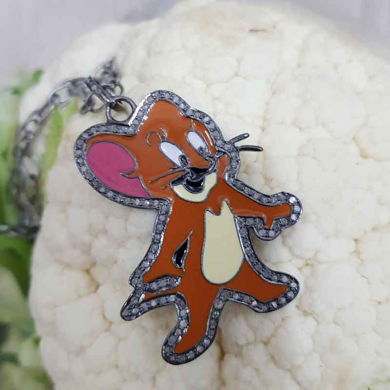 Stylish Pave Diamond Fancy Designer Jerry Pendant, Gift For Favorite One, Birthday Gift