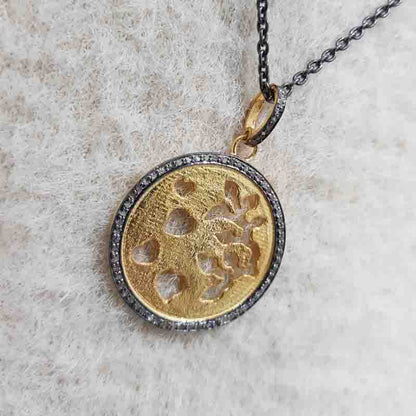 Elegant Pave Diamond Round Disk Pendant, Beautiful Round Necklace, Gift For Her, Him