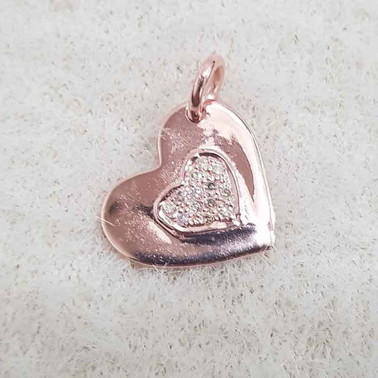 Rose Gold Beautiful Heart Charm, Cutest Charming Heart, Silver Jewelry