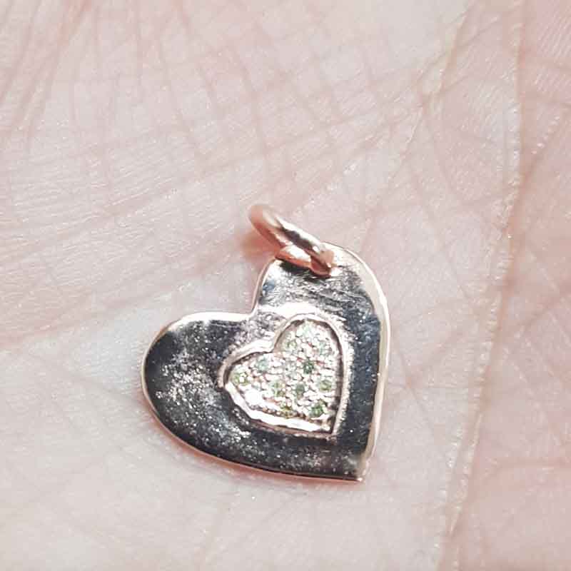 Rose Gold Beautiful Heart Charm, Cutest Charming Heart, Silver Jewelry