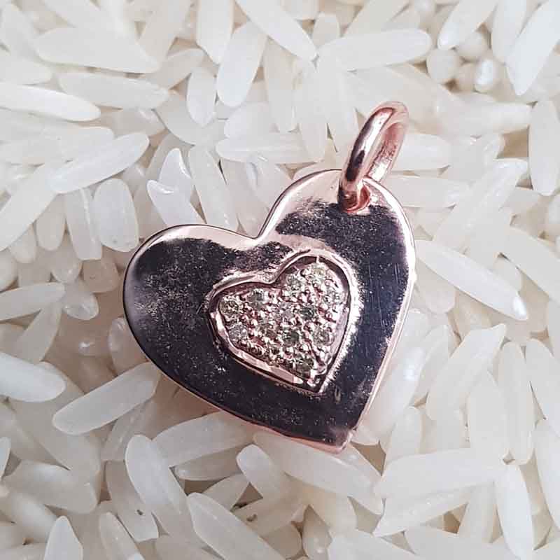 Rose Gold Beautiful Heart Charm, Cutest Charming Heart, Silver Jewelry