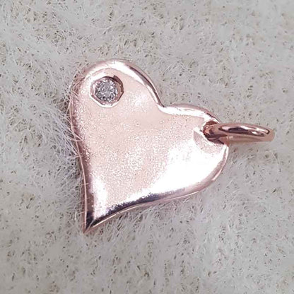 1Pc Diamond Heart Charm, Minimalist Rose Gold Charm, Silver Jewelry, Gift For Lover, Wedding Gift