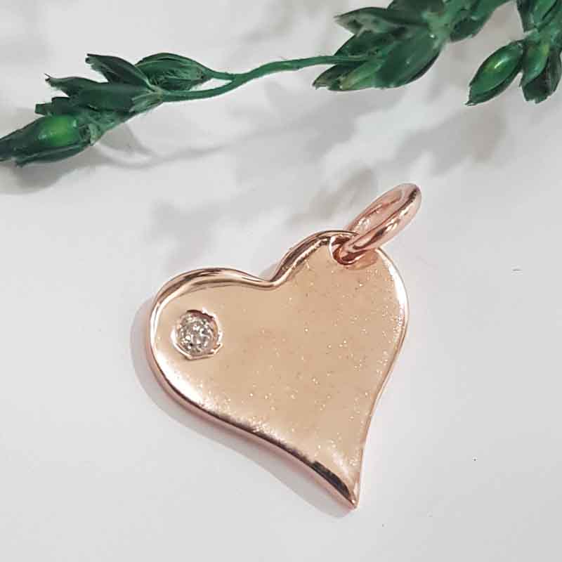 1Pc Diamond Heart Charm, Minimalist Rose Gold Charm, Silver Jewelry, Gift For Lover, Wedding Gift