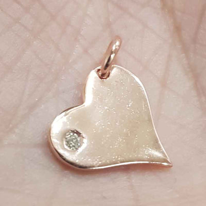 1Pc Diamond Heart Charm, Minimalist Rose Gold Charm, Silver Jewelry, Gift For Lover, Wedding Gift